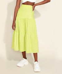 Saia-Feminina-Mindset-Midi-Estampada-Xadrez-Vichy-com-Recortes-Verde-9965570-Verde_1