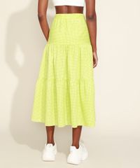 Saia-Feminina-Mindset-Midi-Estampada-Xadrez-Vichy-com-Recortes-Verde-9965570-Verde_2