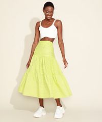Saia-Feminina-Mindset-Midi-Estampada-Xadrez-Vichy-com-Recortes-Verde-9965570-Verde_3