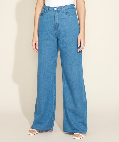 Calca-Jeans-Feminina-Mindset-Wide-Reta-Cintura-Super-Alta-com-Barra-a-Fio-Azul-Medio-9974856-Azul_Medio_1
