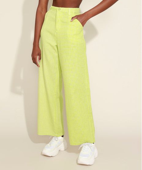 Calca-Feminina-Mindset-Wide-Reta-Cintura-Super-Alta-Alfaiatada-Estampada-Xadrez-Vichy-Verde-9965876-Verde_1