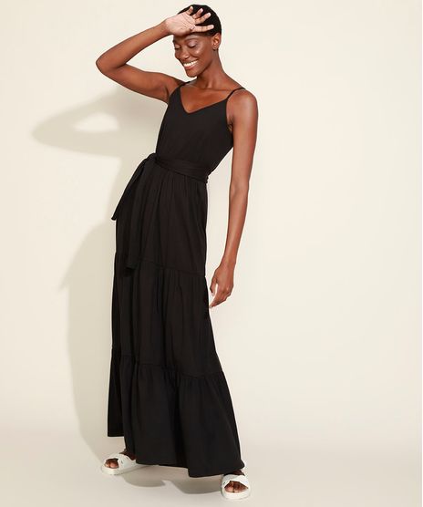 Vestido-Feminino-Mindset-Longo-com-Recortes-e-Faixa-para-Amarrar-Alca-Fina-Preto-9975455-Preto_1