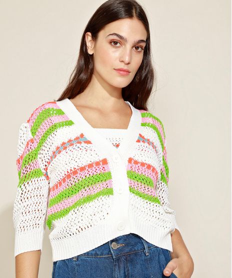 Cardigan-de-Croche-Feminino-Mindset-Listrado-Manga-3-4-Decote-V-Off-White-9975470-Off_White_1