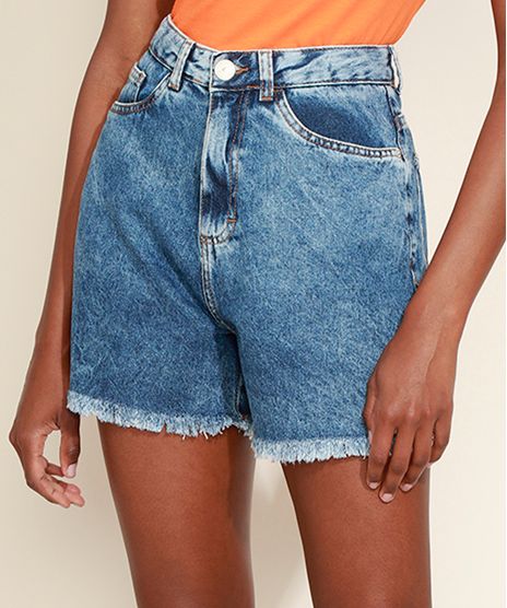 Short-Feminino-Mindset-Cintura-Super-Alta-Marmorizado-com-Barra-Desfiada-Azul-Medio-9975479-Azul_Medio_1
