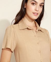 Vestido-Chemise-Feminino-Mindset-Midi-com-Linho-Manga-Curta-Bege-Escuro-9976029-Bege_Escuro_4