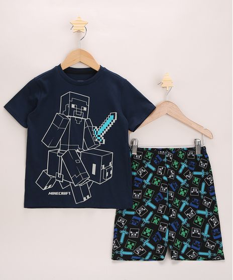 Pijama-Infantil-Minecraft-Manga-Curta-Azul-Marinho-9956712-Azul_Marinho_1