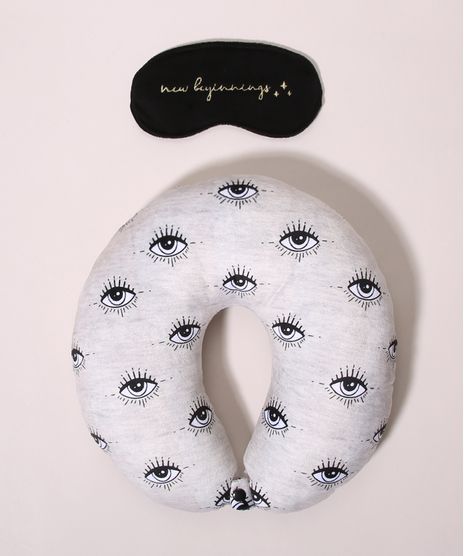 Kit-de-Apoio-de-Pescoco-Estampado-de-Olhos---Tapa-Olho-Cinza-Mescla-9973589-Cinza_Mescla_1
