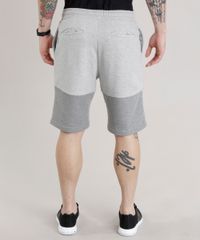 Bermuda-Relaxed-em-Moletom-com-Recorte-Cinza-Mescla-Claro-8586750-Cinza_Mescla_Claro_2