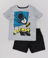 Conjunto-Batman-de-Camiseta-Cinza-Mescla---Bermuda-em-Moletom-Preta-8702544-Preto_1