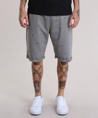 Bermuda-em-Moletom-Estampada-de-Passaros-Cinza-Mescla-8774390-Cinza_Mescla_1