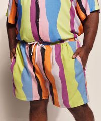 Bermuda-Masculina-Feline-Plus-Size-Reta-Dots-Listras-com-Bolsos-e-Cordao-Multicor-9970119-Multicor_1