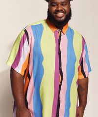 Camisa-Masculina-Feline-Plus-Size-Dots-Listras-Manga-Curta-com-Bolso-Multicor-9970239-Multicor_5