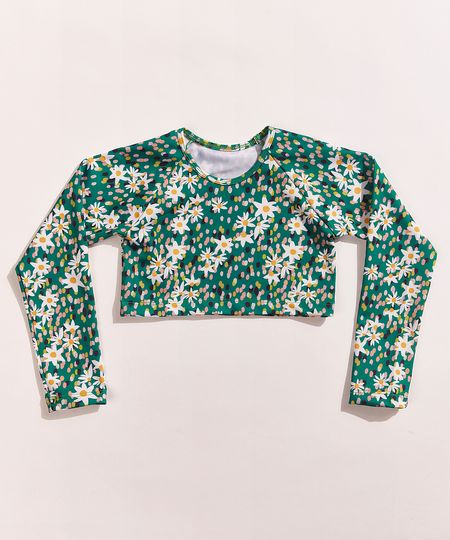 Blusa-de-Praia-Infantil-Feline-Cropped-Estampada-Dots-Margarida-Manga-Longa-com-Protecao-UV50--Verde-Escuro-9961718-Verde_Escuro_1