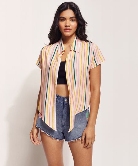 Camisa-Feminina-Feline-Listrada-Pop-com-No-Sem-Botoes-Manga-Curta-Rosa-Claro-9961896-Rosa_Claro_1