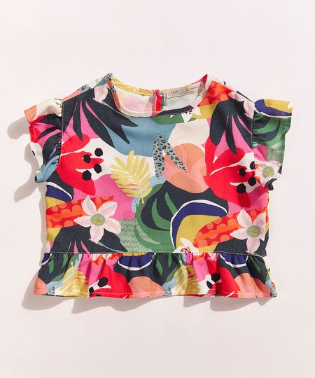 Blusa-Infantil-Feline-Estampada-Tropical-com-Babado-na-Manga-Multicor-9965347-Multicor_1