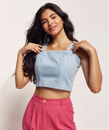 Top-Cropped-Jeans-Feminino-Feline-com-Lace-Up-de-Lenco-Tropical-Alca-Larga-Decote-Reto-Azul-Claro-9970313-Azul_Claro_1