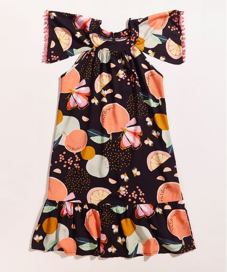 Vestido-Infantil-Feline-Estampado-Frutas-com-Babado-na-Manga-Preto-9965500-Preto_1