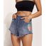 Short-Jeans-Feminino-Feline-Cintura-Alta-Lateral-Curta-com-Bordado-de-Frutas-Azul-Medio-9970323-Azul_Medio_1