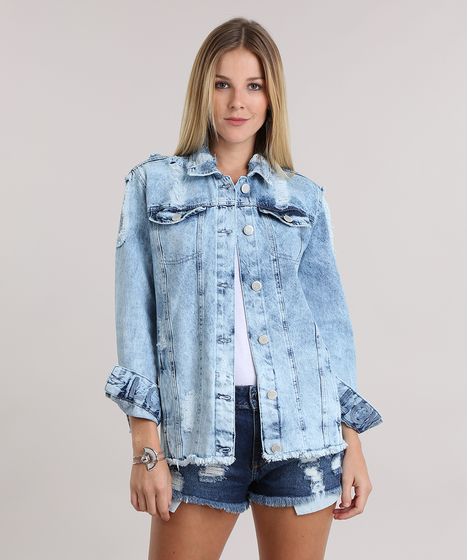 jaqueta oversized jeans feminina