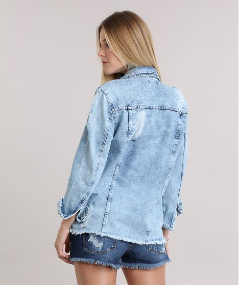 jaqueta jeans oversized destroyed