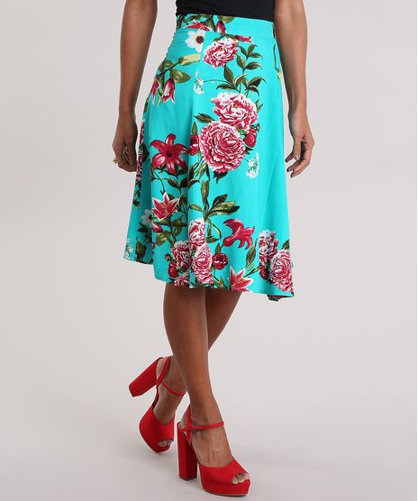 Saia-Evase-Estampada-Floral-Verde-Agua-8725797-Verde_Agua_1