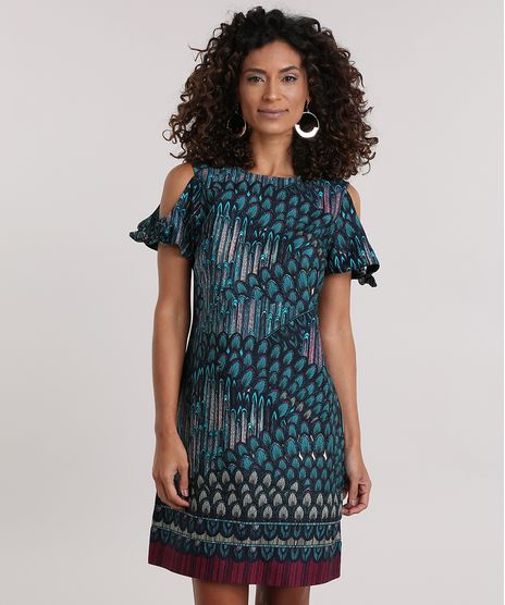 Vestido-Open-Shoulder-Estampado-de-Penas-Verde-8656396-Verde_1