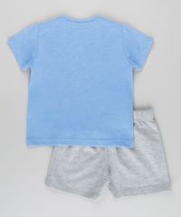 Conjunto-George-Peppa-Pig-de-Camiseta-Azul---Bermuda-em-Moletom-Cinza-Mescla-8827211-Cinza_Mescla_2