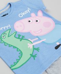 Conjunto-George-Peppa-Pig-de-Camiseta-Azul---Bermuda-em-Moletom-Cinza-Mescla-8827211-Cinza_Mescla_3