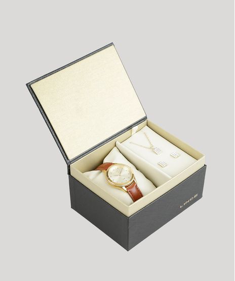 Kit-de-Relogio-Analogico-Lince-Feminino---Colar---Brinco---LRC4395L-KT17C1MX-Dourado-8901694-Dourado_1