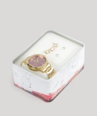 Kit-de-Relogio-Analogico-Condor-Feminino---Colar---Brinco---CO2035KQEK4T-Dourado-9044818-Dourado_1