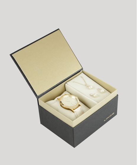 Kit-de-Relogio-Analogico-Lince-Feminino---Colar---Brinco---LRC4396L-KT21C2TX-Dourado-8679231-Dourado_1