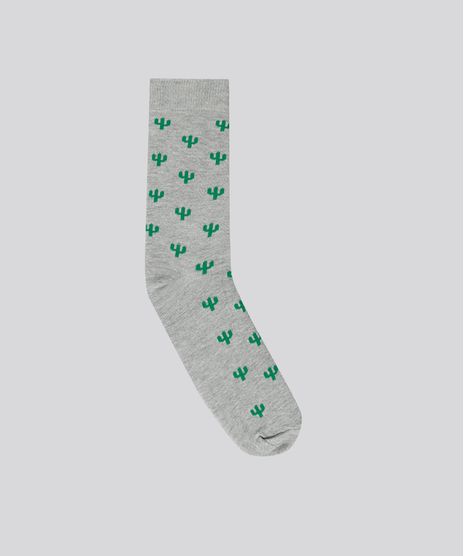 Meia-Estampada-de-Cactos-Cinza-Mescla-8836910-Cinza_Mescla_1