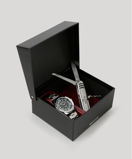 Kit-de-Relogio-Analogico-Seculus-Masculino---Canivete-Suico---28855G0SVNA1K-Prateado-8906740-Prateado_1