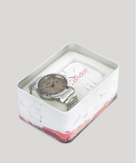 Kit-de-Relogio-Analogico-Condor-Masculino---Fone-de-Ouvido---CO2115YA-K3C-Prateado-8901959-Prateado_1