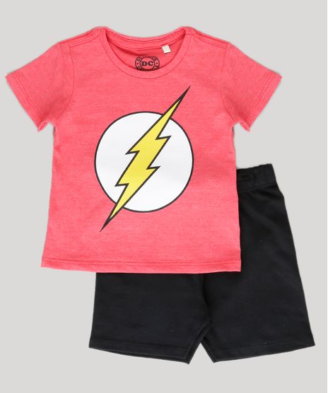 Conjunto-de-Camiseta-Vermelha---Bermuda-Flash-Preta-8962529-Preto_1