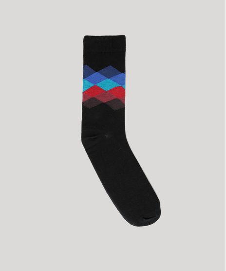 Meia-com-Estampa-Geometrica-Preta-9013571-Preto_1