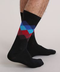 Meia-com-Estampa-Geometrica-Preta-9013571-Preto_3