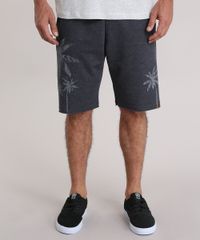 Bermuda-em-Moletom-com-Estampa-de-Coqueiros-Cinza-Mescla-Escuro-8909908-Cinza_Mescla_Escuro_1