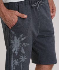 Bermuda-em-Moletom-com-Estampa-de-Coqueiros-Cinza-Mescla-Escuro-8909908-Cinza_Mescla_Escuro_4