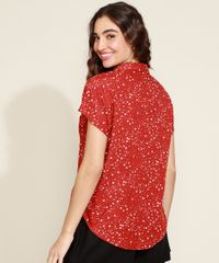 Camisa-Feminina-Estampada-de-Estrelas-Manga-Curta--Vermelha-9965647-Vermelho_2