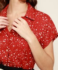 Camisa-Feminina-Estampada-de-Estrelas-Manga-Curta--Vermelha-9965647-Vermelho_5
