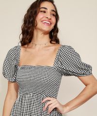 Vestido-Feminino-Longo-Estampado-Xadrez-Vichy-com-Lastex-e-Recortes-Manga-Bufante-Preto-9974676-Preto_5
