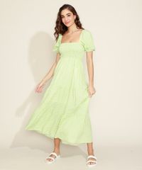Vestido-Feminino-Longo-Estampado-Xadrez-Vichy-com-Lastex-e-Recortes-Manga-Bufante-Verde-9974676-Verde_1