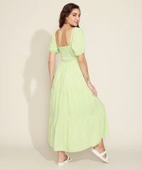 Vestido-Feminino-Longo-Estampado-Xadrez-Vichy-com-Lastex-e-Recortes-Manga-Bufante-Verde-9974676-Verde_2