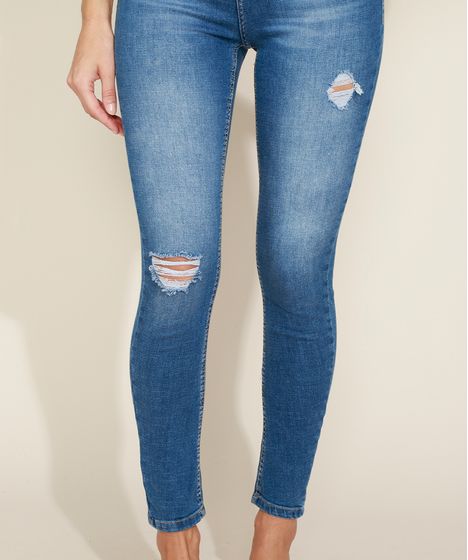 calça jeans feminina cintura alta destroyed