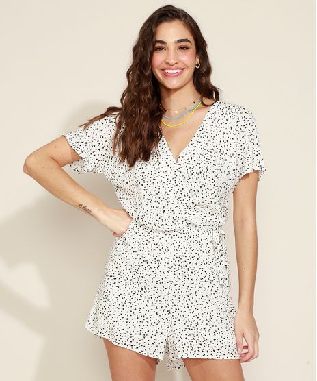 Macaquinho-Feminino-Estampado-de-Poa-Transpassado-com-Faixa-para-Amarrar-Manga-Curta-Branco-9966154-Branco_1