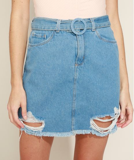 Saia-Jeans-Feminina-Curta-Destroyed-com-Cinto-Azul-Claro-9971594-Azul_Claro_1