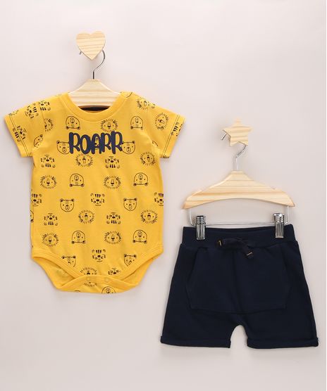 Conjunto-Infantil-de-Body-Estampado-de-Animais-Manga-Curta-Mostarda---Short-de-Moletom-Azul-Marinho-9951502-Azul_Marinho_1