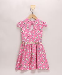 Vestido-Infantil-Estampado-de-Borboletas-Manga-Curta-com-Cinto-Rosa-9965275-Rosa_2