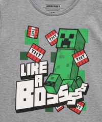 Camiseta-Infantil--Like-a-Boss--Minecraft-Manga-Curta-Gola-Careca-Cinza-Mescla-9970103-Cinza_Mescla_2